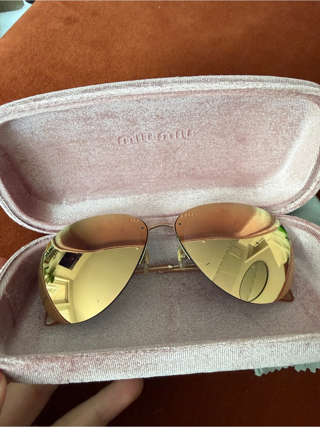 Miu Miu Gold Mirrored Aviator Sunglasses